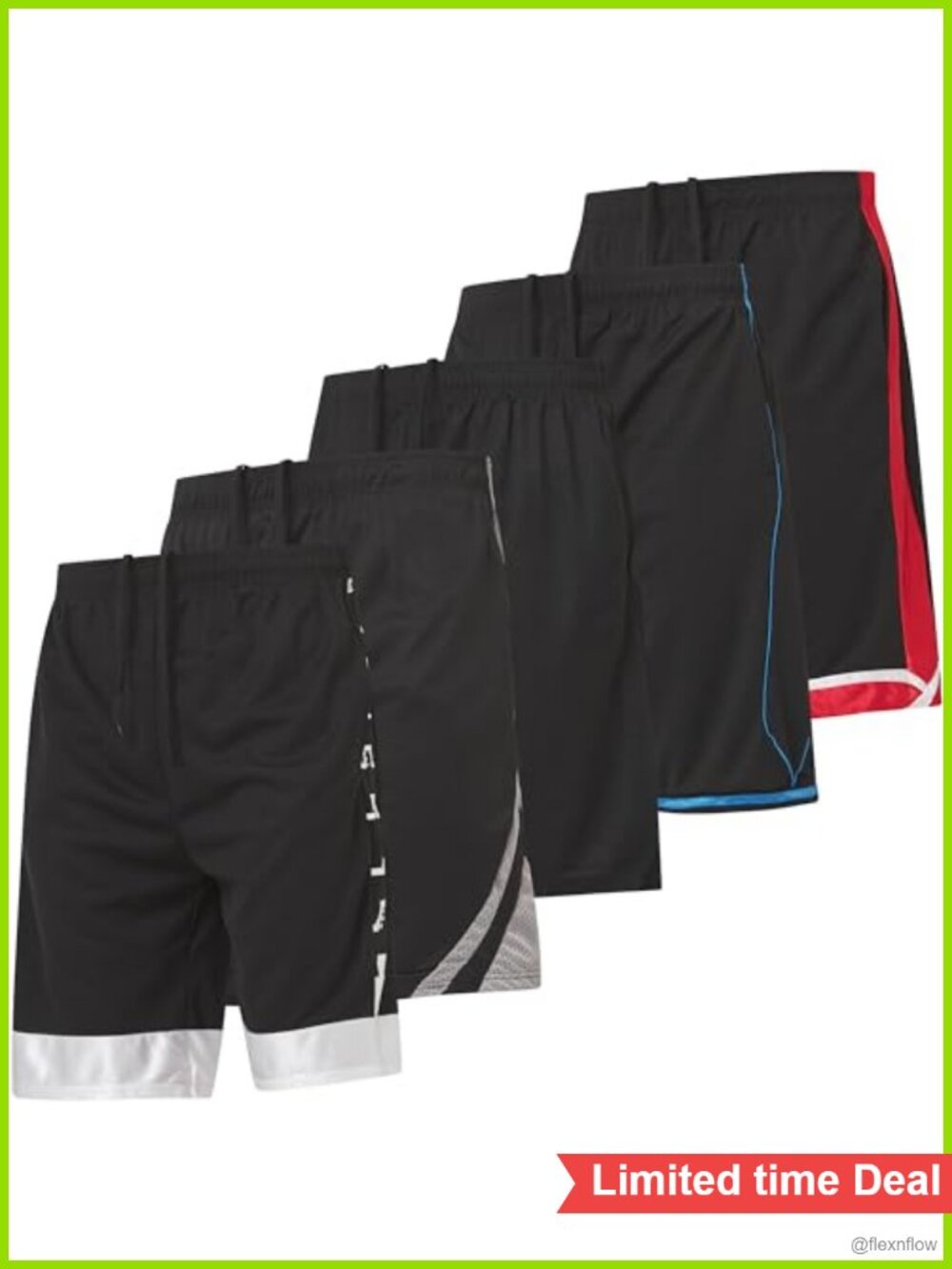 Men's 5 Pack Performance Athletic Basketball Shorts Gym Workout Running Shorts